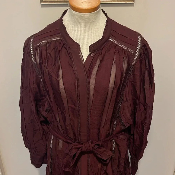 NWT!! REISS - HARRIET LACE TRIM MINI DRESS - Burgundy - Size 14 - Picture 3 of 8